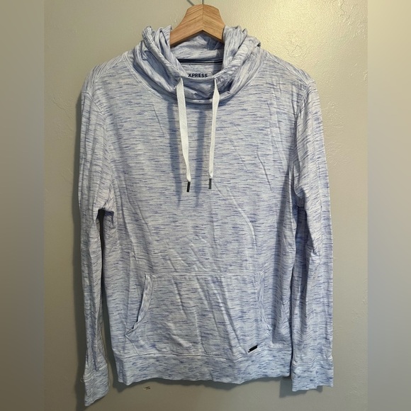 Express White & Blue Hooded Lightweight Sweatshirt - Picture 2 of 11